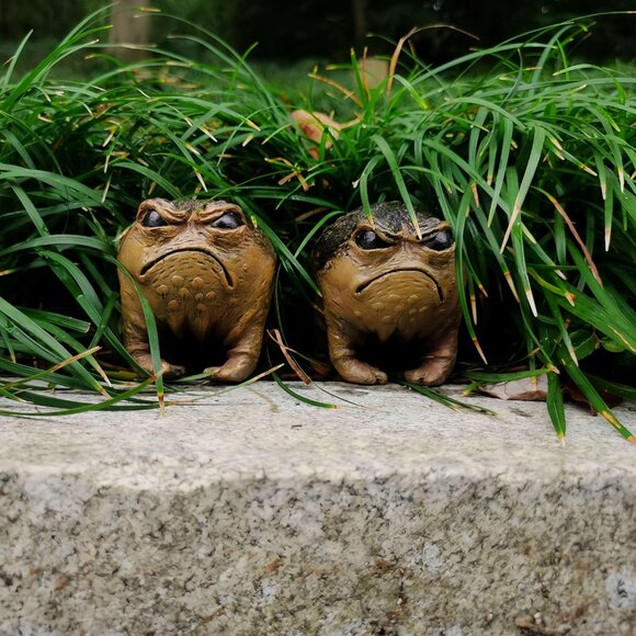 Grumpy Frog Toad Statue Ugly Angry Outdoor Garden Yard Fun Home Office Decor - Picture 7 of 8